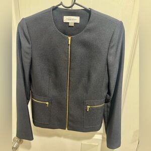 Calvin Klein Women's Gray Blazer with Gold Zippers brand new Without tag